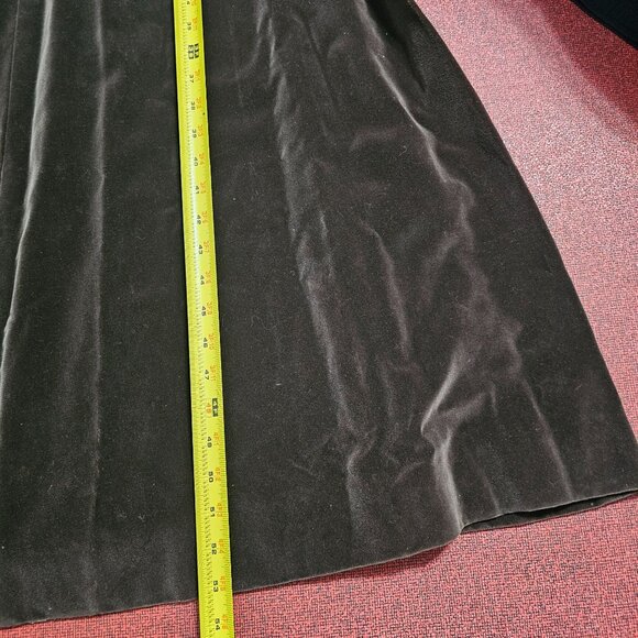 Vintage Brown Velvet Babydoll Maxi Dress 8 Plunge Neckline Sash Tie Hand Sewn - Picture 9 of 9